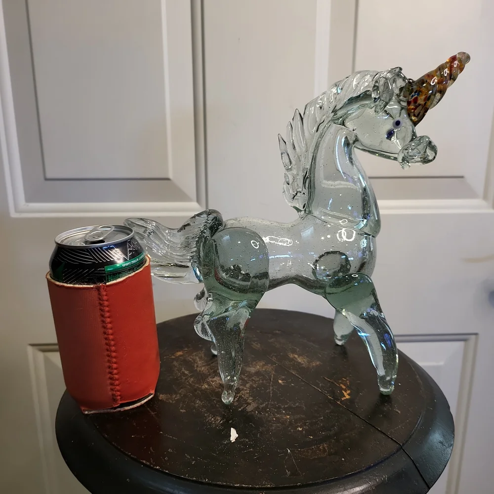 Vintage Murano Style Glass Unicorn Horse Sculpture Hand Blown 10" - Picture 12 of 12